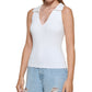 Suéter polo feminino DKNY, branco, tamanho grande