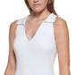 Suéter polo feminino DKNY, branco, tamanho extrapequeno