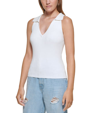 DKNY Women's Polo Tank Sweater White Size X-Small