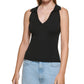 Suéter polo feminino DKNY preto, tamanho médio