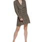 Vestido feminino DKNY com estampa de leopardo e decote dividido, preto, tamanho pequeno
