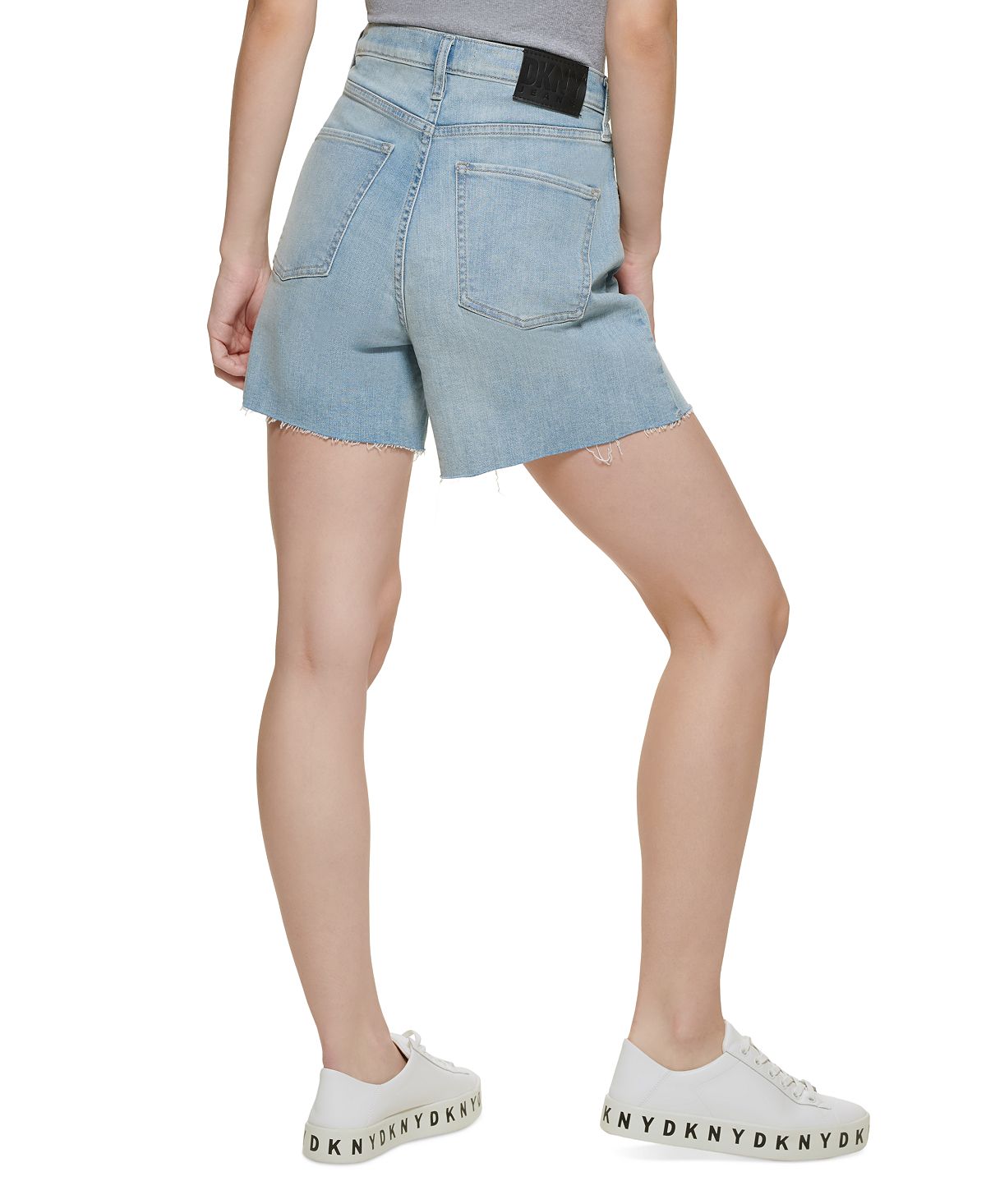 Shorts jeans DKNY Kent de cintura alta feminino, azul, tamanho 26