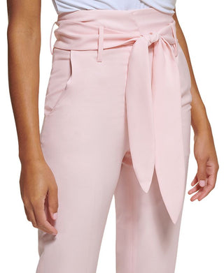 DKNY Women's High Waisted Tie Front Pants Pink Size 8
