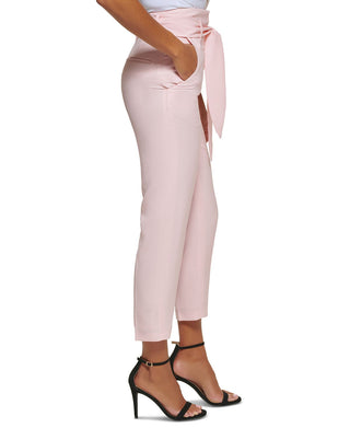 Calça feminina DKNY cintura alta com amarração frontal rosa tamanho 8