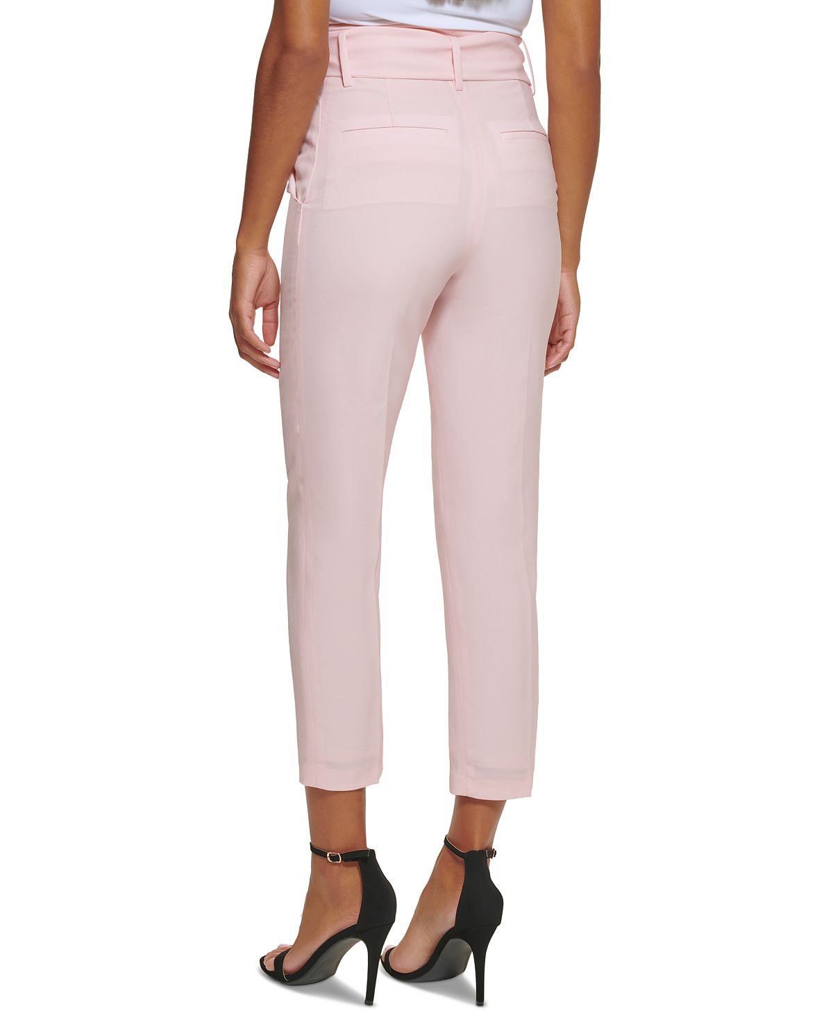 Calça feminina DKNY cintura alta com amarração frontal rosa tamanho 2