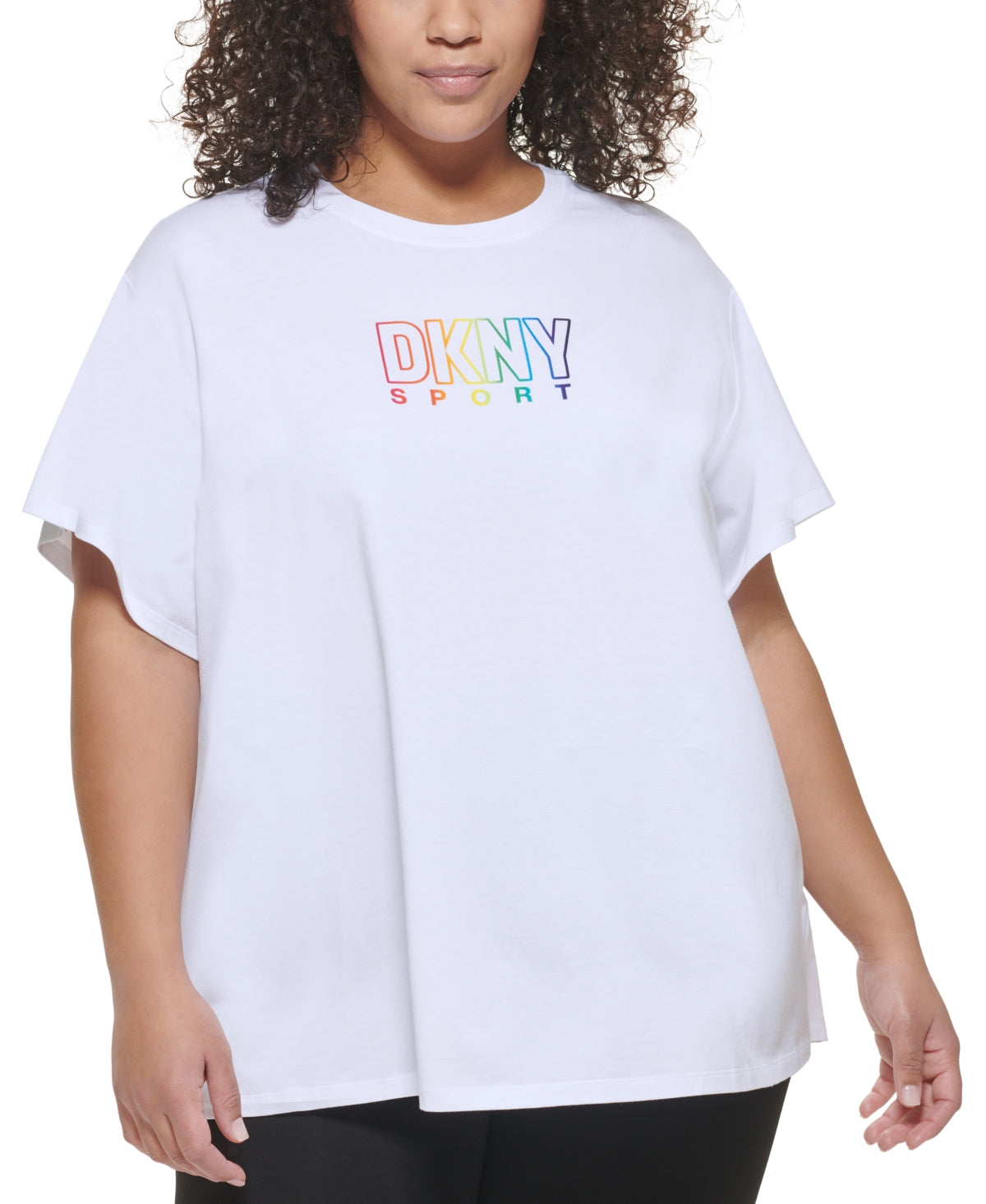 Camiseta feminina DKNY Pride Logo, branca, tamanho 1X