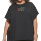 Camiseta feminina DKNY Pride Logo preta tamanho 2X