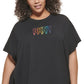 Camiseta feminina DKNY Pride Logo preta tamanho 1X