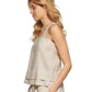 Regata feminina de linho DKNY, bege, tamanho médio
