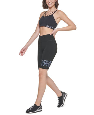 Shorts de ciclismo feminino DKNY de cintura alta, preto, tamanho extragrande