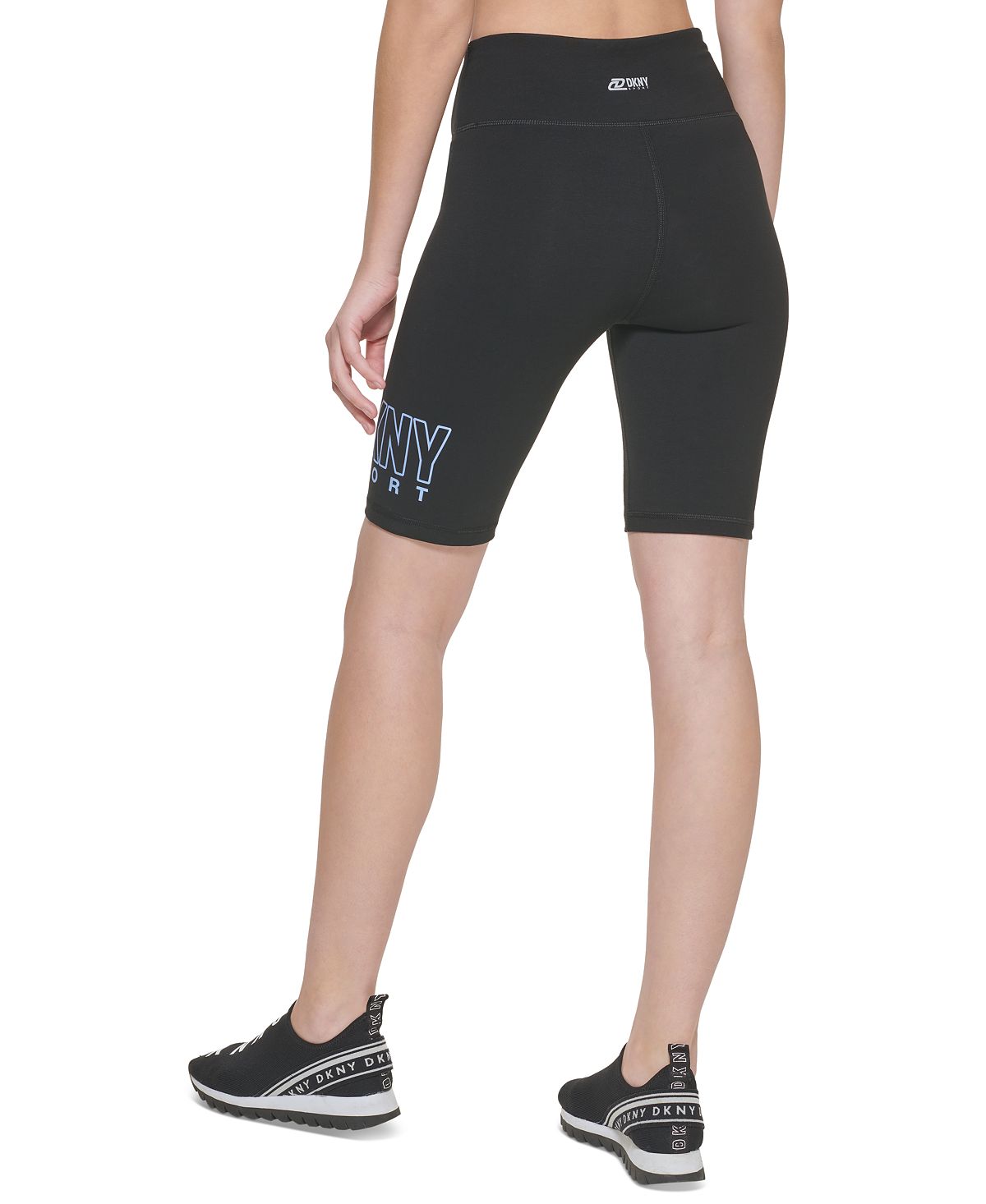 Shorts de ciclismo feminino DKNY de cintura alta, preto, tamanho extragrande