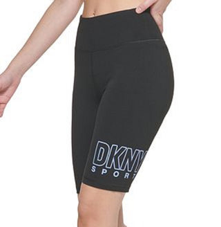 Shorts de ciclismo feminino DKNY de cintura alta, preto, tamanho extragrande