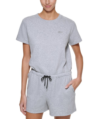 Macacão feminino DKNY com gola redonda, cinza, tamanho extragrande