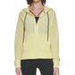 Moletom com capuz feminino DKNY Sprint Mesh Relaxed Full Zip, amarelo, tamanho grande