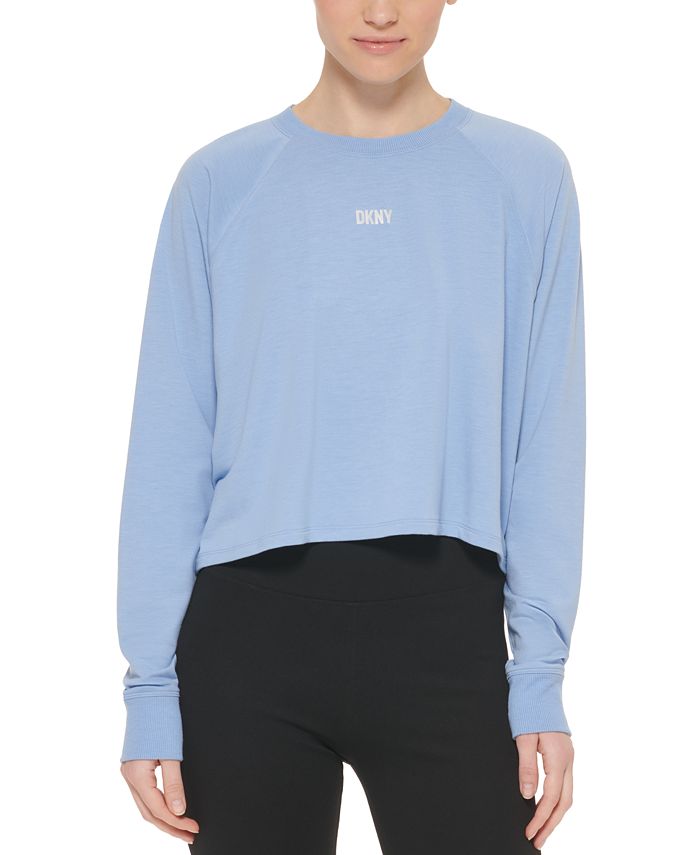 DKNY Suéter Feminino Leve Super Macio Azul Tamanho Médio