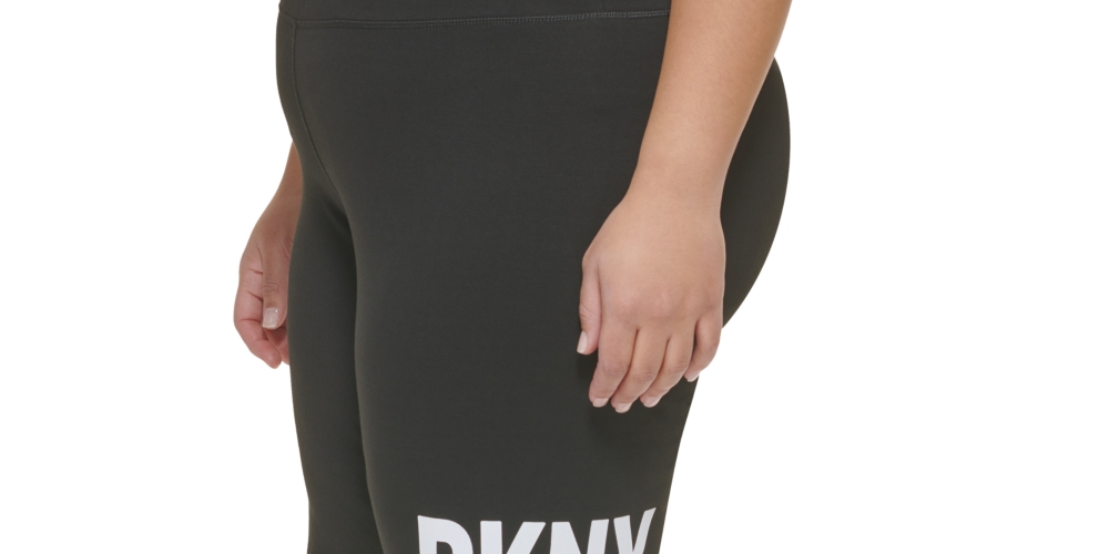 Shorts de ciclismo fitness com logotipo feminino DKNY preto, tamanho 1X