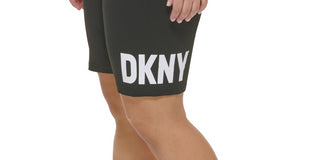 Shorts de ciclismo fitness com logotipo feminino DKNY preto, tamanho 1X