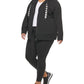 Moletom com capuz feminino DKNY Sport Plus Logo com cordão French Terry, preto, tamanho 3X