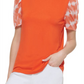 Blusa feminina DKNY com estampa de mídia mista e manga bufante, laranja, tamanho médio