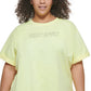 Camiseta feminina DKNY com logotipo de algodão, amarela, tamanho 2X