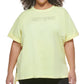 Camiseta feminina DKNY com logotipo de algodão, amarela, tamanho 2X
