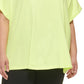 Camiseta feminina DKNY Sport Plus com logo metálico frontal e nó, amarela, tamanho 1X