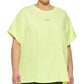 Camiseta feminina DKNY Sport Plus com logo metálico frontal e nó, amarela, tamanho 1X