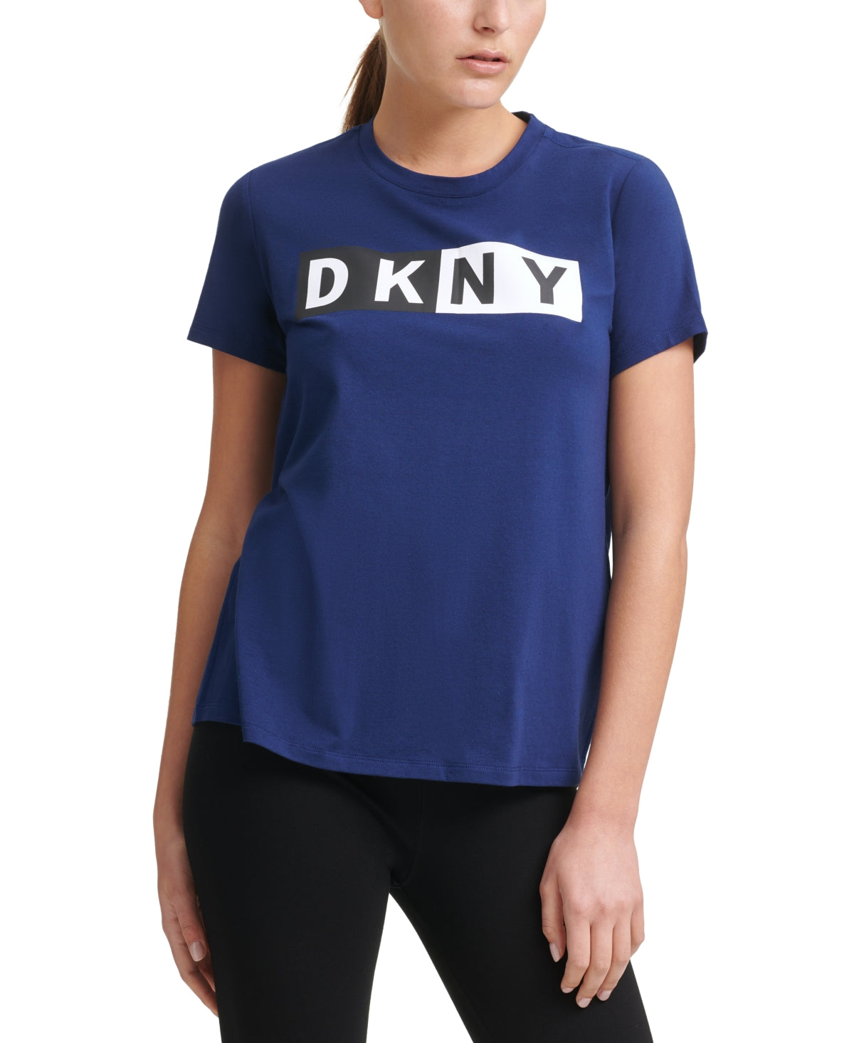 Camiseta feminina DKNY Sport Logo Azul Tamanho X-G