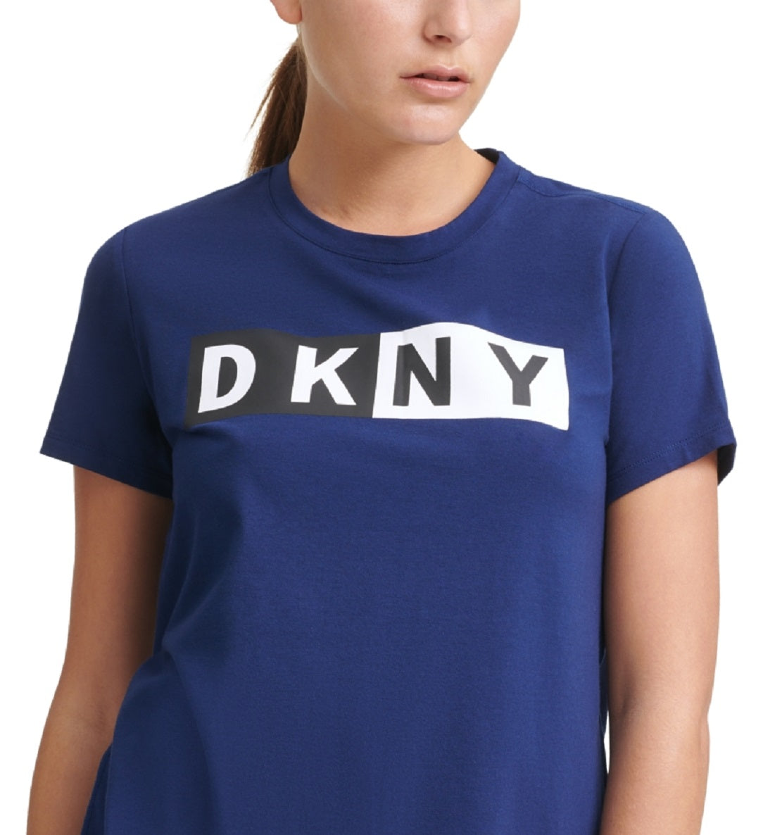 Camiseta feminina DKNY Sport Logo Azul Tamanho X-G
