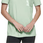 Camiseta feminina DKNY com bolso de lantejoulas, verde, tamanho grande