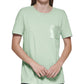 Camiseta feminina DKNY com bolso de lantejoulas, verde, tamanho grande