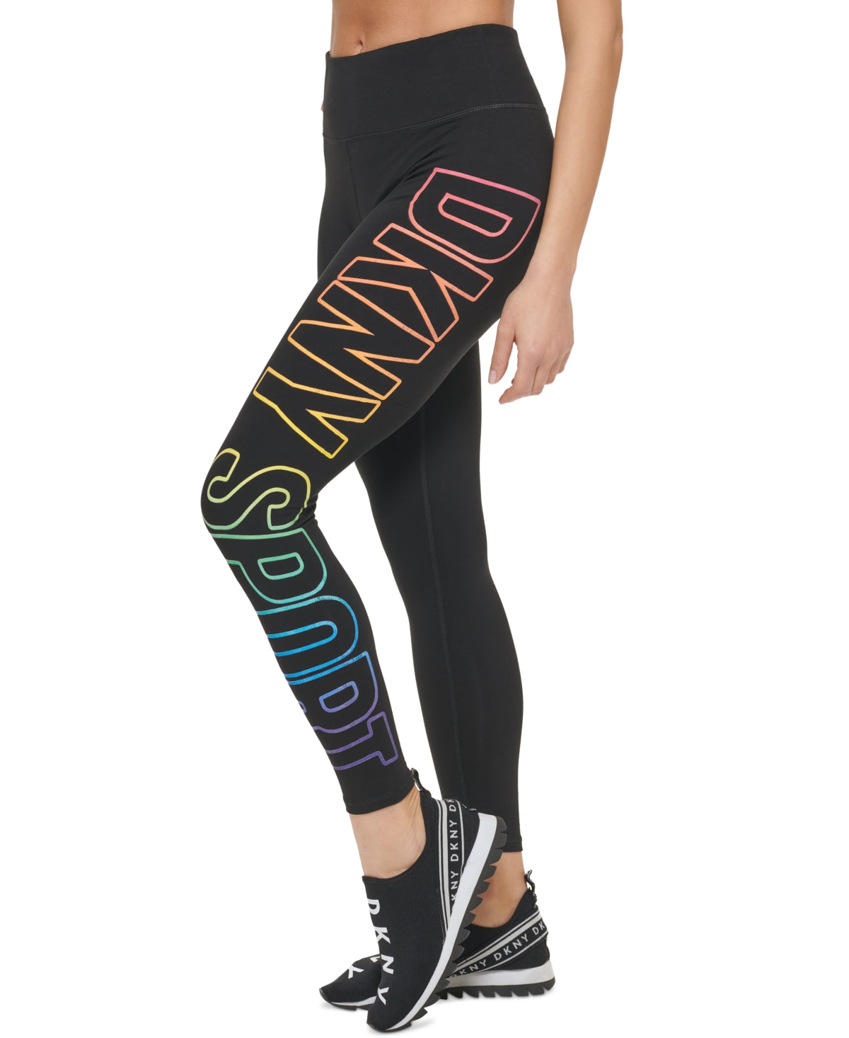 Leggings DKNY Pride Logo 7/8 Femininas Pretas Tamanho P