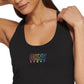 Camiseta regata feminina DKNY Pride Logo Racerback preta tamanho P