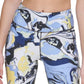 Shorts de ciclismo feminino estampado DKNY de cintura alta tamanho 9, azul, tamanho pequeno