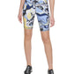 Shorts de ciclismo feminino estampado DKNY de cintura alta tamanho 9, azul, tamanho pequeno