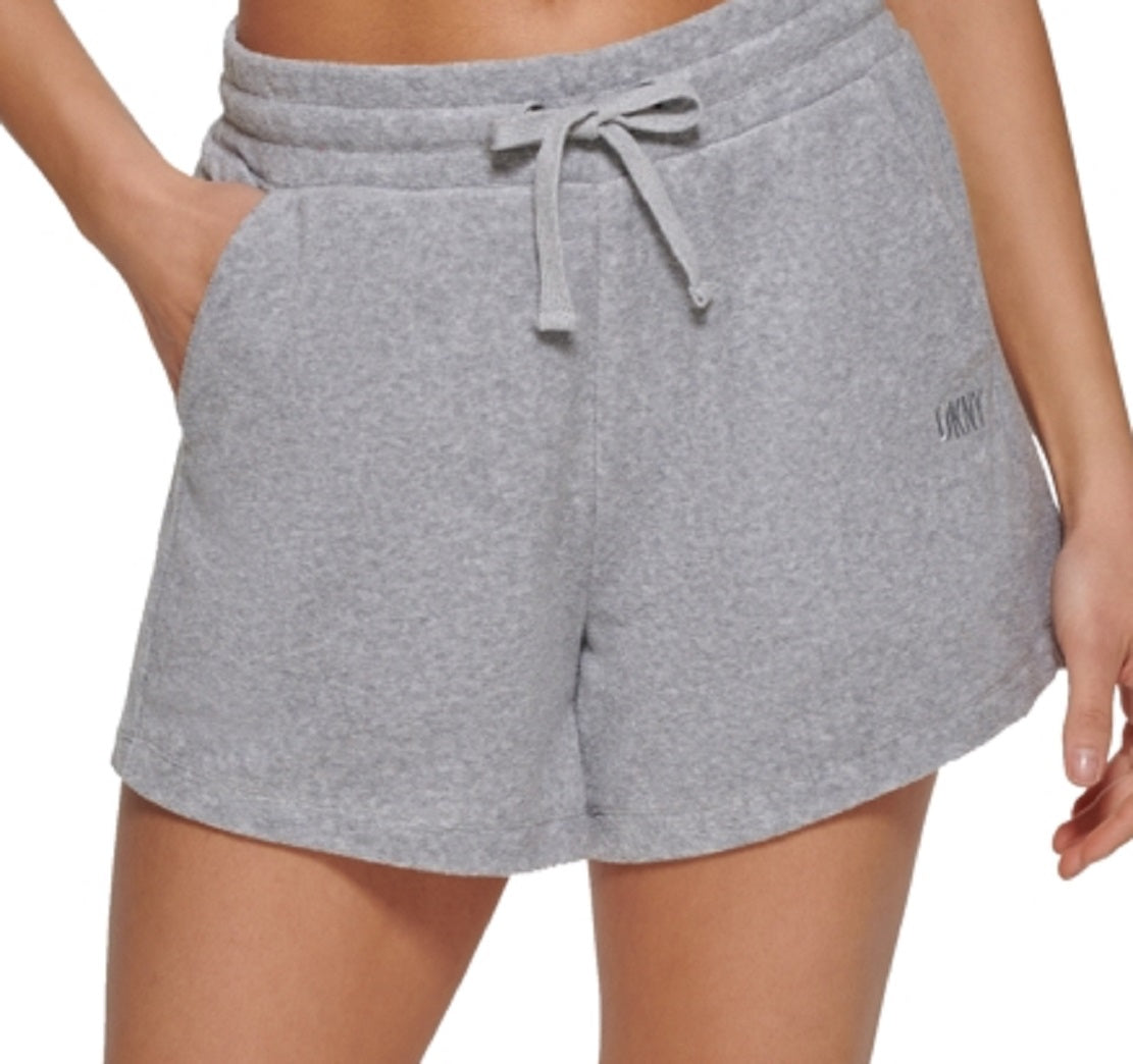 Shorts relaxados DKNY Terry Cloth feminino cinza tamanho X-G