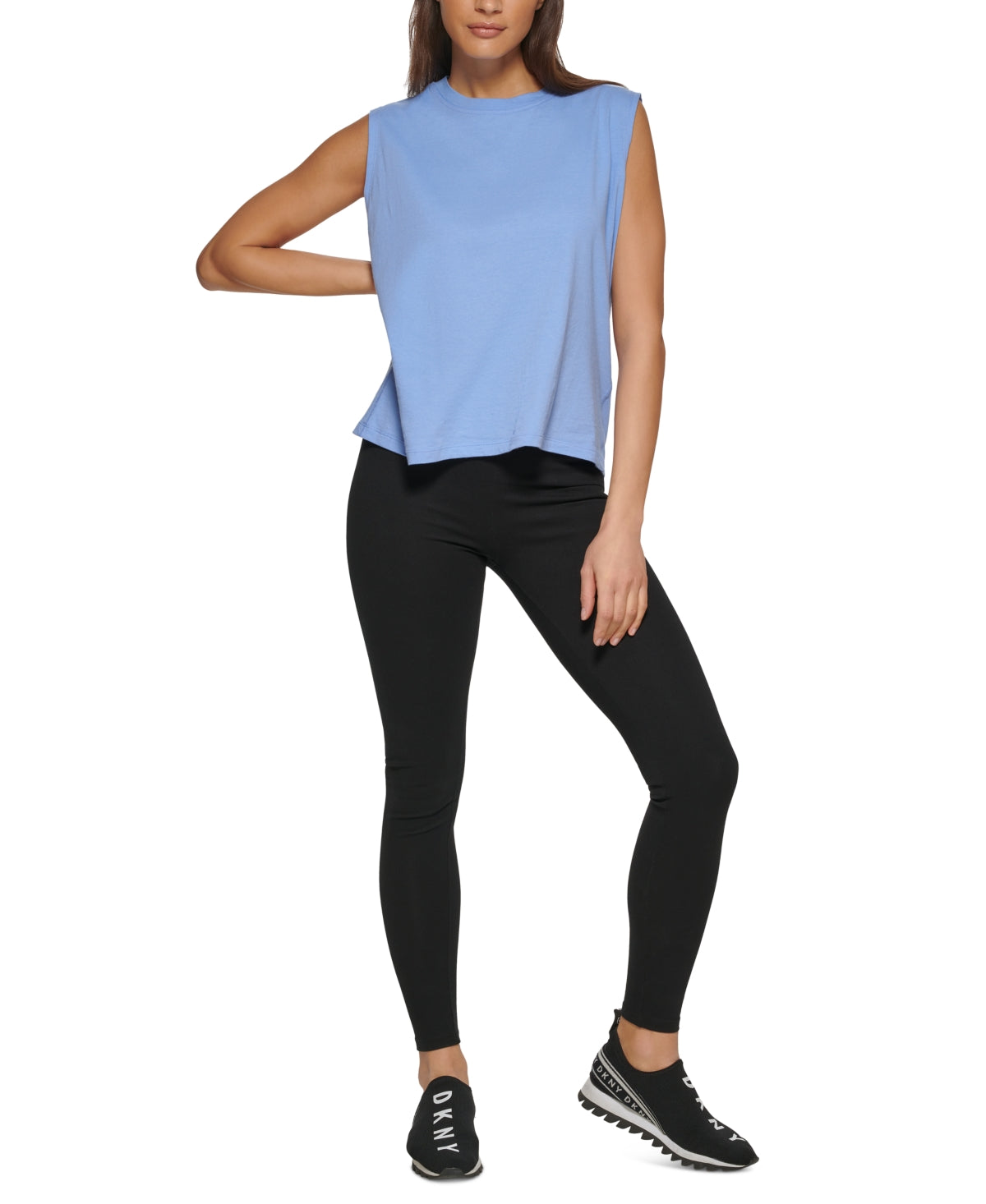 Camiseta regata feminina DKNY Cotton Muscle, azul, tamanho médio