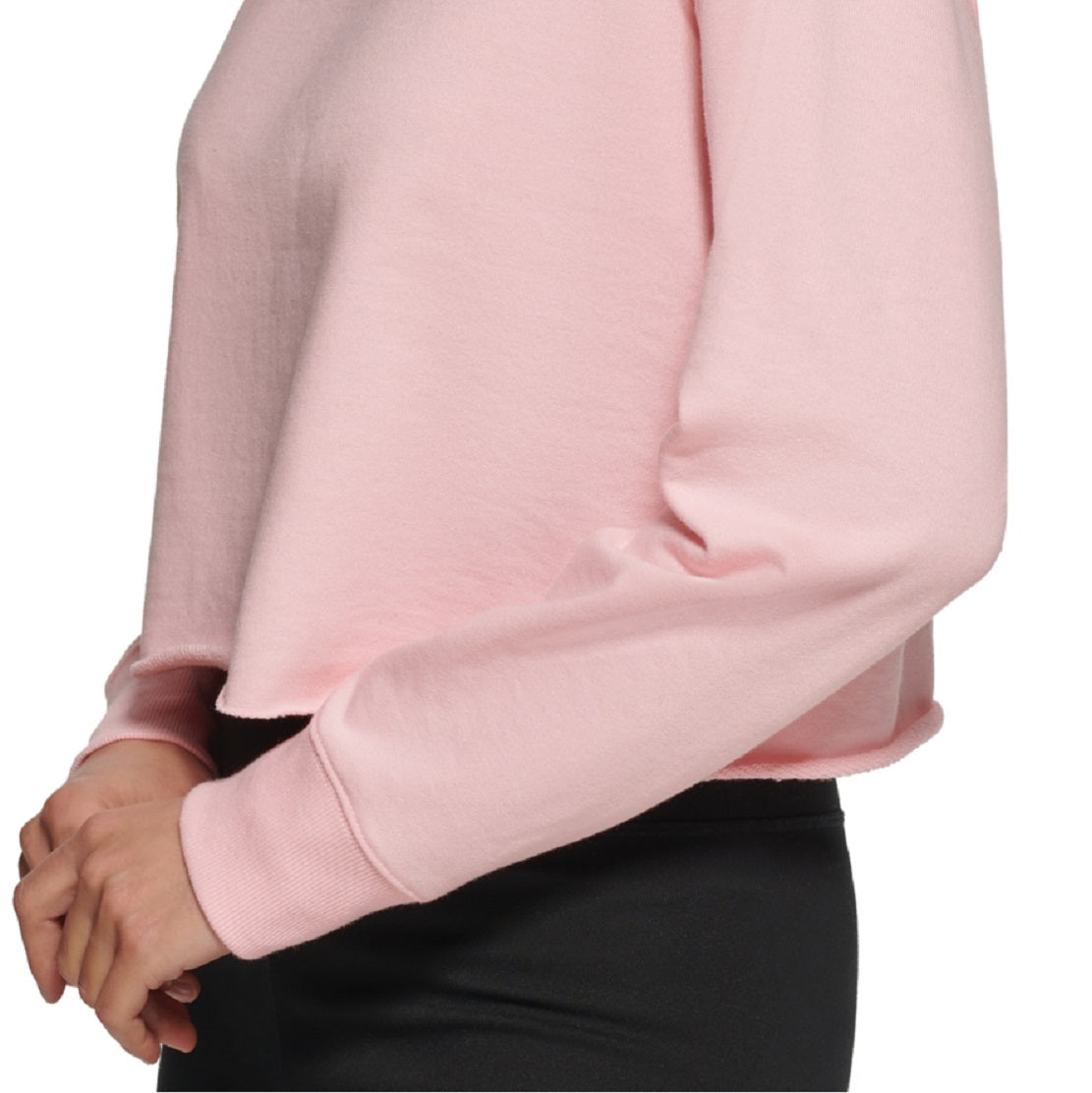 Moletom curto feminino DKNY com logotipo metálico rosa tamanho grande