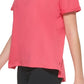 Camiseta feminina DKNY com logo em algodão, rosa, tamanho médio