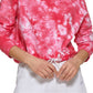 Moletom feminino DKNY de algodão tingido com nó rosa tamanho grande