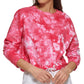 Moletom feminino DKNY de algodão tingido com nó rosa tamanho grande