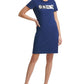 Vestido camiseta feminino DKNY com logotipo de algodão azul, tamanho extragrande
