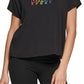Camiseta feminina DKNY Pride Logo, preta, tamanho pequeno