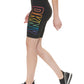 Shorts de ciclismo de cintura alta com logotipo DKNY Pride feminino, preto, tamanho pequeno
