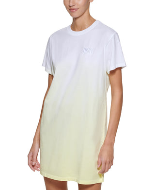 Vestido camiseta tingido DKNY feminino amarelo tamanho extragrande