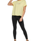 Camiseta feminina DKNY de algodão com logotipo bordado, amarela, tamanho grande
