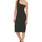 Vestido feminino DKNY de um ombro só, preto, tamanho grande