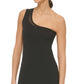 Vestido feminino DKNY de um ombro só, preto, tamanho grande