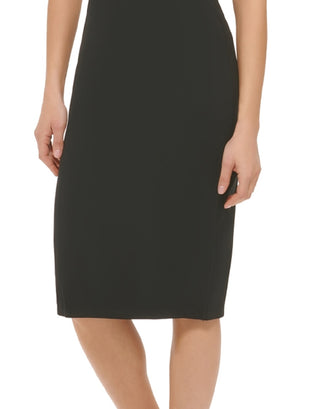 Vestido feminino DKNY de um ombro só, preto, tamanho grande