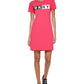 Vestido camiseta feminino DKNY com logo de algodão rosa, tamanho médio